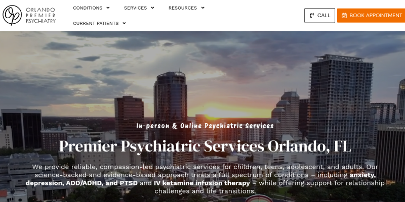 Orlando Premier Psychiatry website